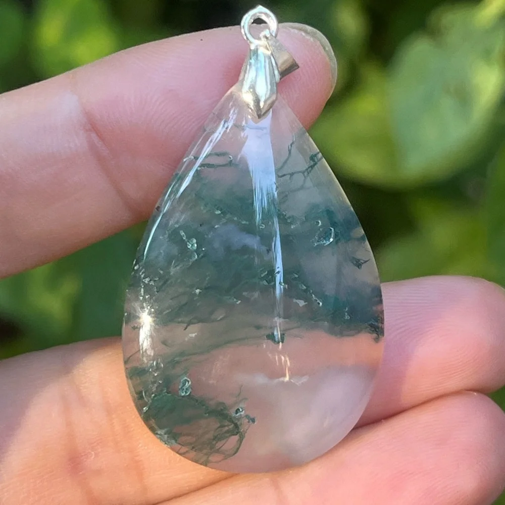 Sterling silver 925 stamped beautiful moss agate pendant 1224 - Picture 6 of 6